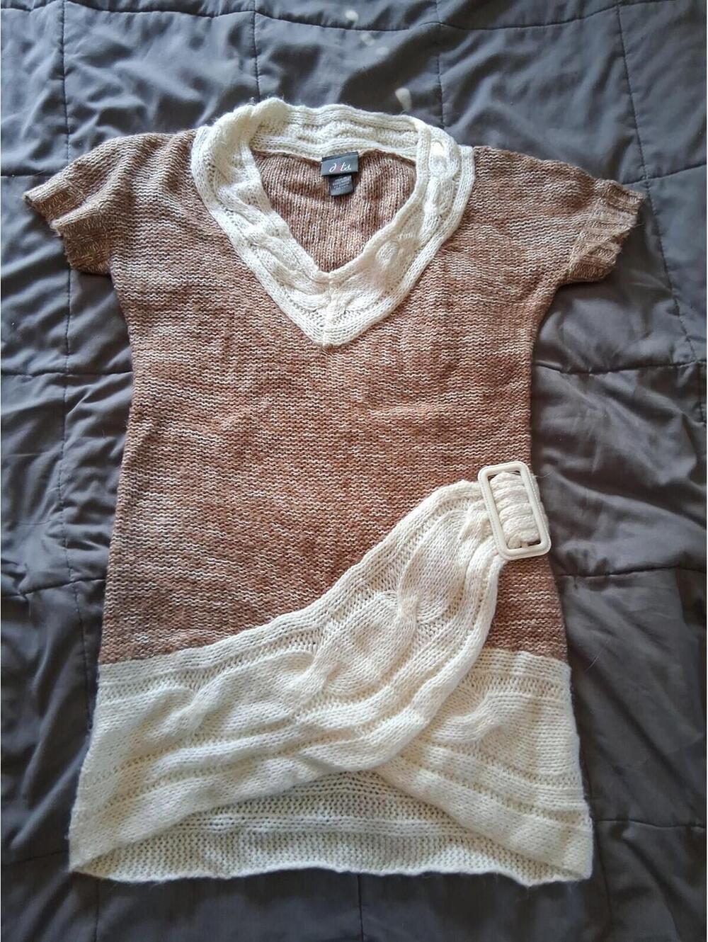 Dots Vintage Womens Pullover Dress Sleeveless V-Neck Crochet Size Medium B2